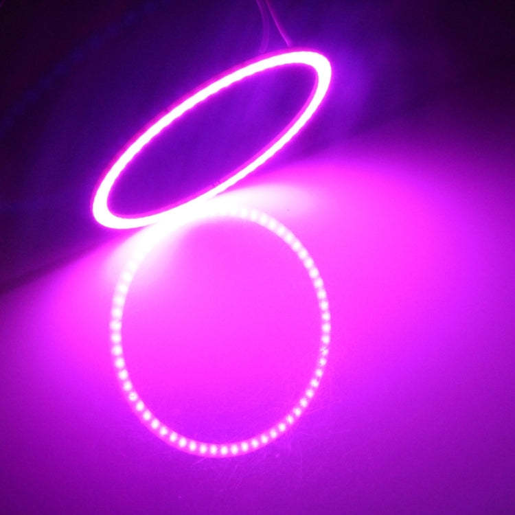 80mm 5W 180LM Angel Eyes Circles Car Headlight COB LED Lights for Vehicles, DC 12-24V, 80mm Pink Light, 80mm Green Light