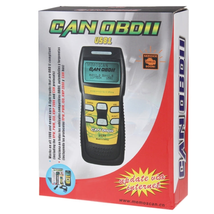 U581 Live Data Can OBDII / EOBDII Scanner Can Bus Code Reader, U581