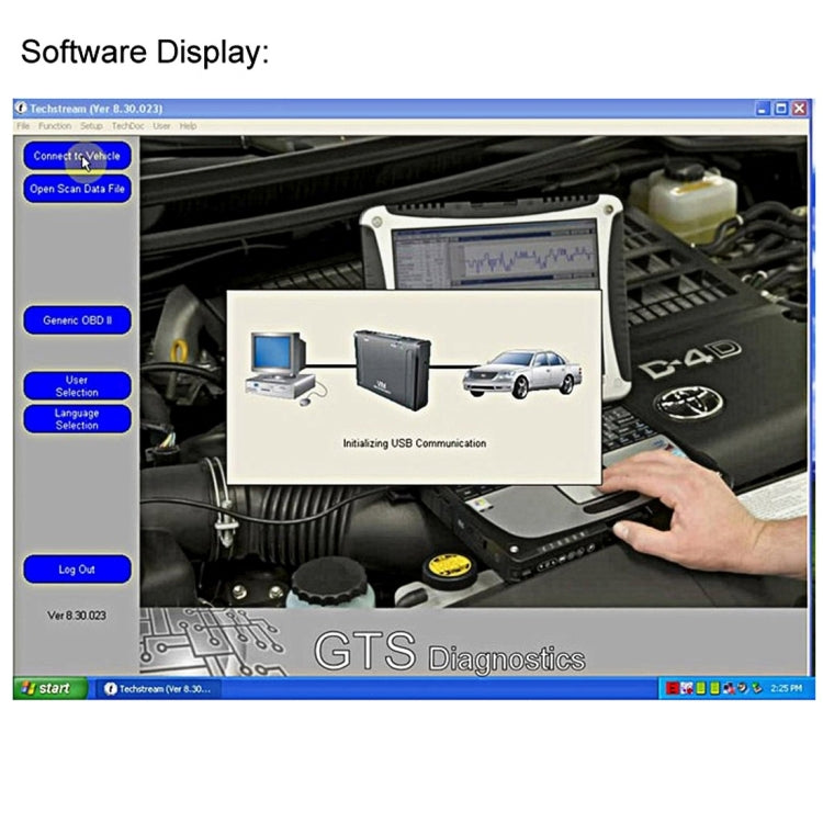 Mini VCI J2534 Diagnostic Cable Tools for Toyota TIS Tech Stream OBD OBDII Scanner Tool, J2534