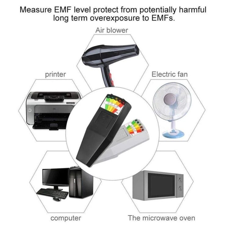 5-LED Electromagnetic Radiation Detector EMF Meter Tester, Style 2  White, Style 2 Black