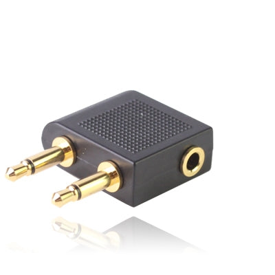 3.5mm Airplane Headphone Socket Adapter, 3.5mm Female to Dual 3.5mm Male, 3.5mm Female to Dual 3.5mm Male (Gold)