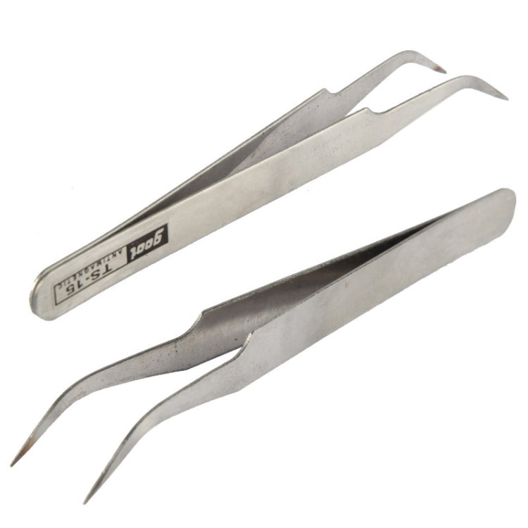6 PCS Stainless Steel TS-10/ 11/ 12/ 13/ 14/ 15 Straight and Angled Tweezerses, TS-10/ 11/ 12/ 13/ 14/ 15