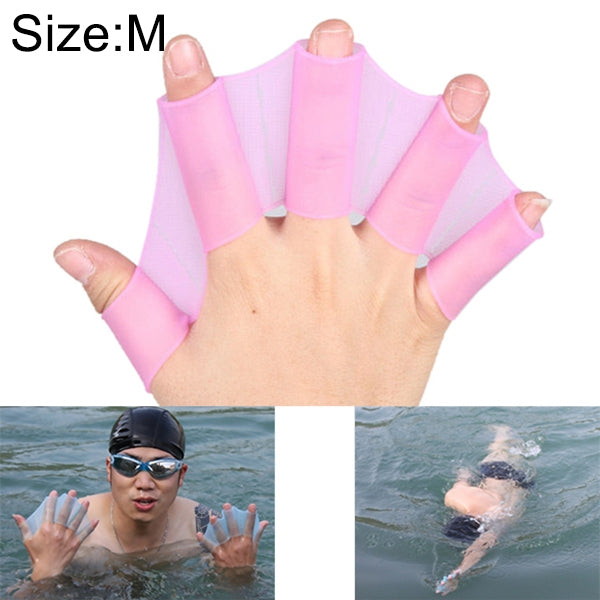 Silicone Swimming Web Fins Hand Flippers Training Gloves, M, Size: M Magenta, Size: M Blue