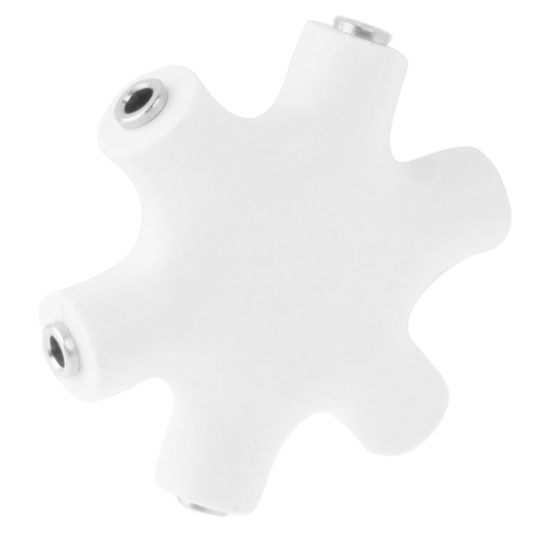6 Ports Audio Splitter Headphone Connector with 3.5mm Audio Cable, Compatible with Phones, Tablets, Headphones, MP3 Player, Car/Home Stereo & More(White)