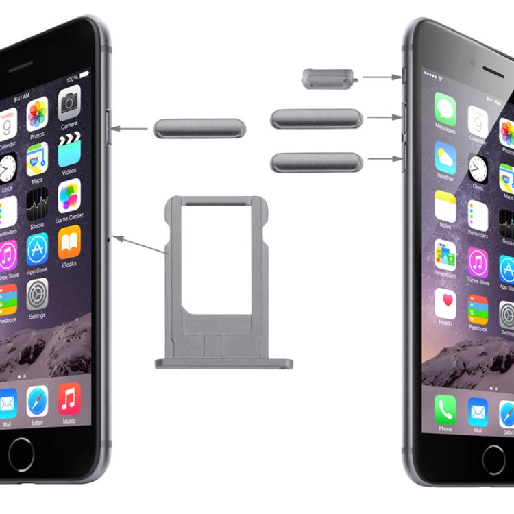 Card Tray & Volume Control Key & Screen Lock Key & Mute Switch Vibrator Key  Kit for iPhone 6
