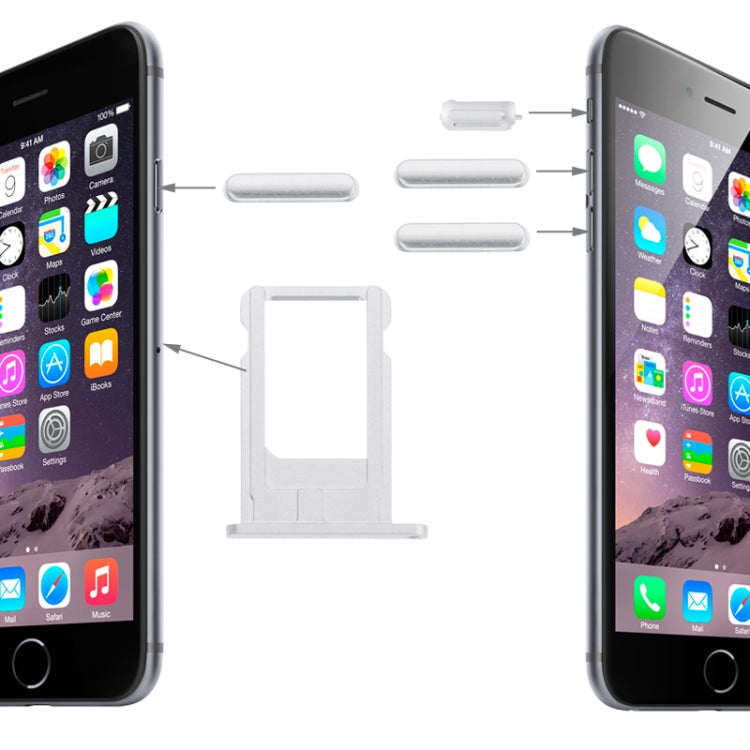 Card Tray & Volume Control Key & Screen Lock Key & Mute Switch Vibrator Key  Kit for iPhone 6