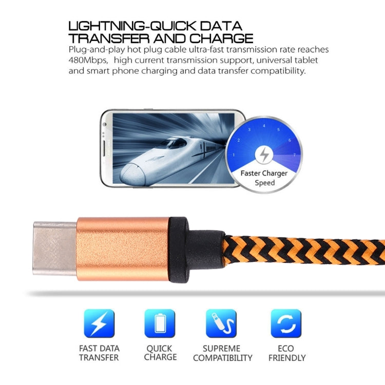 1m Woven Style USB-C / Type-C 3.1 to USB 2.0 Data Sync Charge Cable