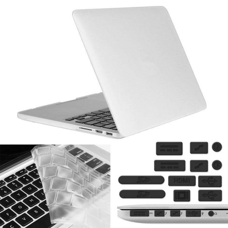 ENKAY for Macbook Pro Retina 13.3 inch (US Version) / A1425 / A1502 Hat-Prince 3 in 1 Frosted Hard Shell Plastic Protective Case with Keyboard Guard & Port Dust Plug(White)