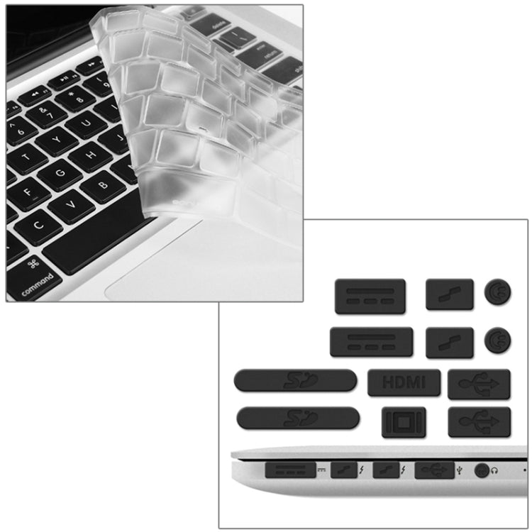 ENKAY for Macbook Pro Retina 15.4 inch (US Version) / A1398 Hat-Prince 3 in 1 Frosted Hard Shell Plastic Protective Case with Keyboard Guard & Port Dust Plug(Black)
