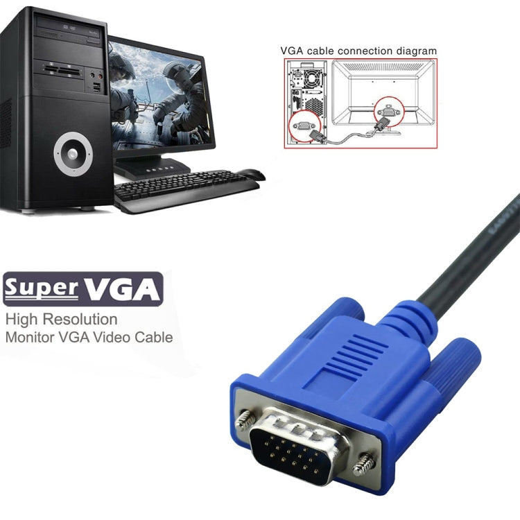 1.8m High Quality VGA 15Pin Male to VGA 15Pin Male Cable for LCD Monitor / Projector, 1.8m