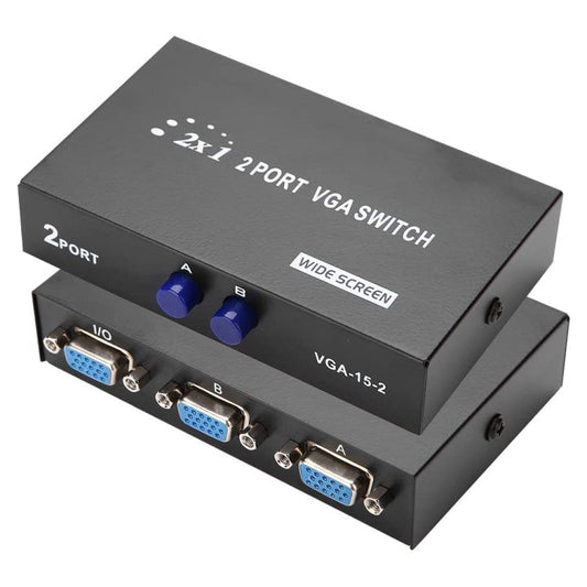 2 Port VGA Switch Box, 2 In 1 Out For LCD PC TV Monitor - HD15 (FJ-15-2C)
