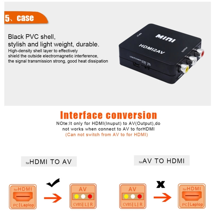 VK-126 Mini HD HDMI to AV/CVBS Video Converter Adapter, HDMI to AV/CVBS