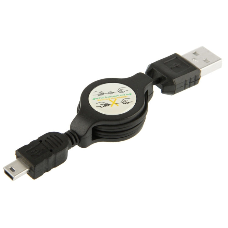 USB Retractable Data & Charger Cable for Motorola V3 / Mobile Phone / MP3 / MP4 / Digital Camera / GPS, Length: 10cm (Can be Extended to 80cm),  Black, USB 2.0 to Mini 5 Pin, USB 1.1 to Mini 5 Pin