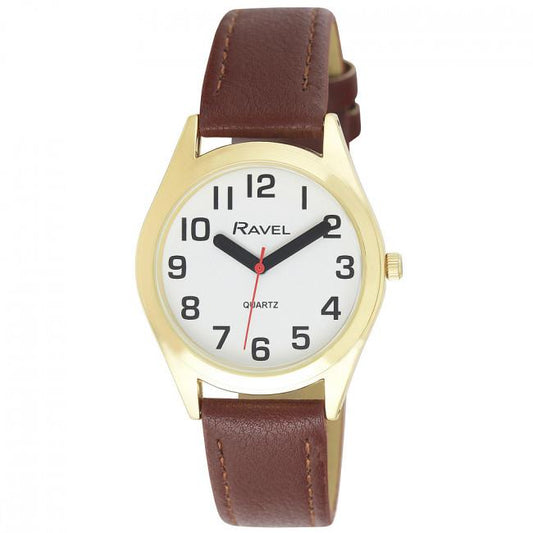 Ravel Ravel Mens Classic Strap Watch Brown/Gold Watch R0125.45.1