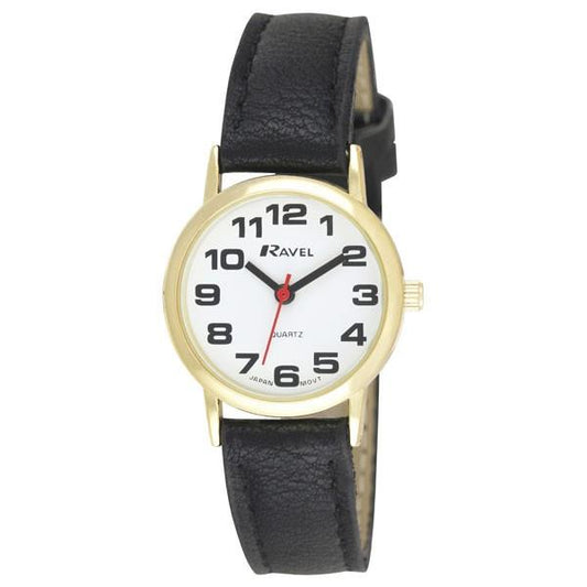 Ravel Ravel Ladies Basic White Dial Black Leather Strap Watch R0105.05.2A