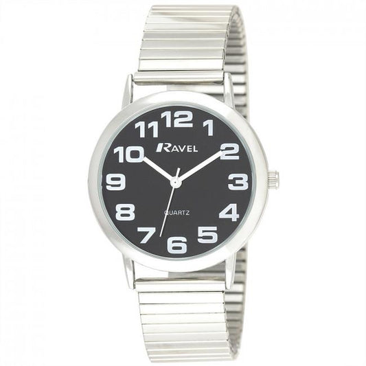 Ravel Ravel Mens Stainless Steel Soft Expandable Bracelet Strap Watch R0208.03.1