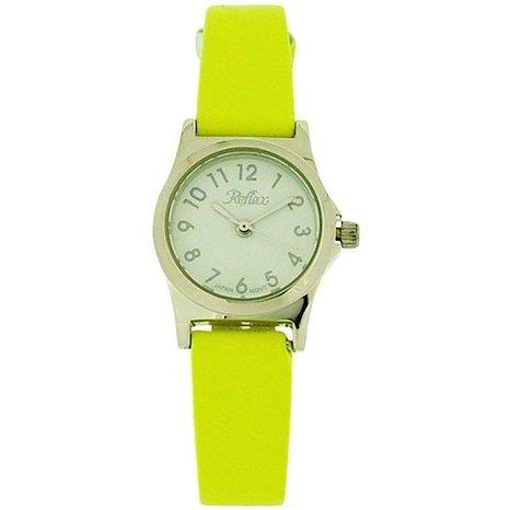 REFLEX Reflex Girls Ladies White Dial Silver Metal Bright Yellow Strap Watch 101323LT