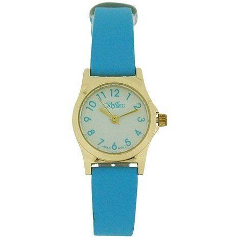 REFLEX Reflex Girls Ladies Watch White Dial Gold Tone Aqua Blue Strap 101329LT