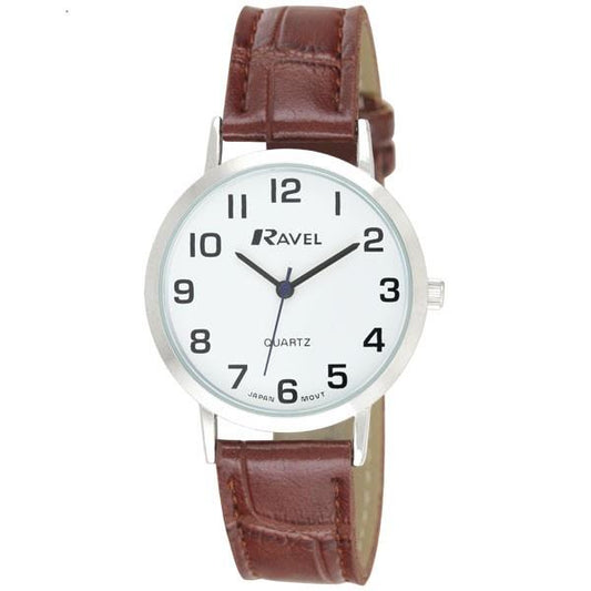 RAVEL Ravel Mens Classic Strap Watch Brown / Silver Watch R0102.12.1A
