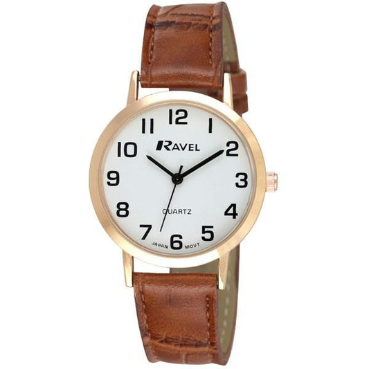 RAVEL Ravel Mens Classic Strap Watch Brown / Gold Watch R0102.14.1A