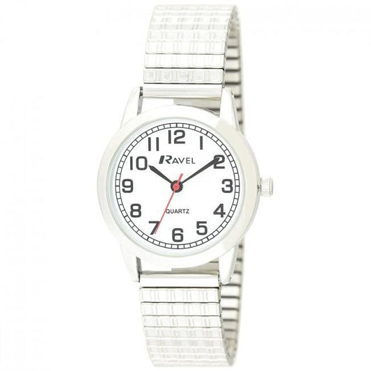 Ravel Ravel Ladies Bold Number White Dial Expander Bracelet Watch R0232.11.2