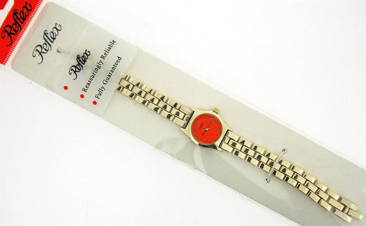 Reflex Reflex Ladies Metal Analogue Orange Dial Yellow Tone Metal Bracelet Strap Watch LB109