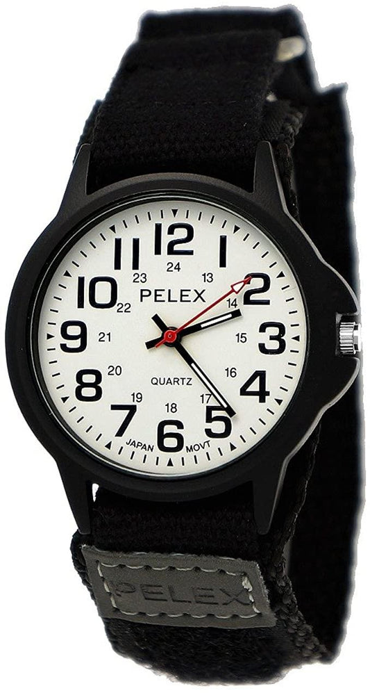Pelex PLX0011BK PELEX BLACK NYLON STRAP GENTS WATCH WHITE FACE