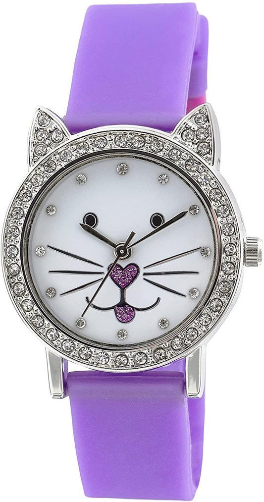 TIKKERS Tikkers Children white Dial Analogue Display Purple silicone Strap Watch TK0107