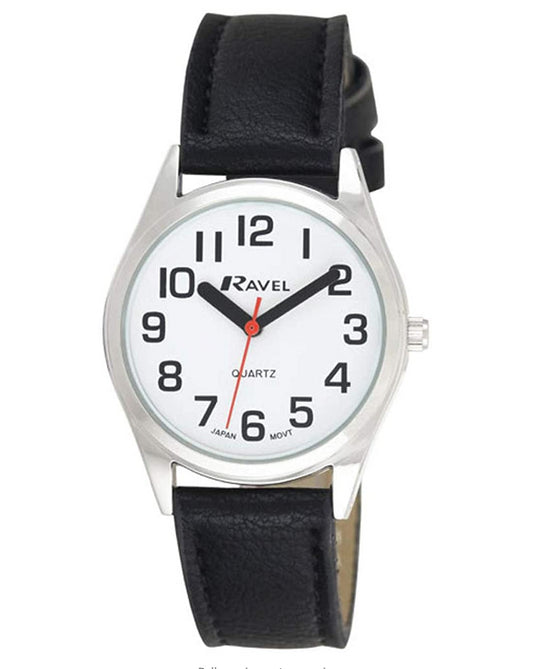 Ravel Womens Super Bold Easy Read Dial Silver Polished Round Case Watch R0125.01.2 Black/Silver