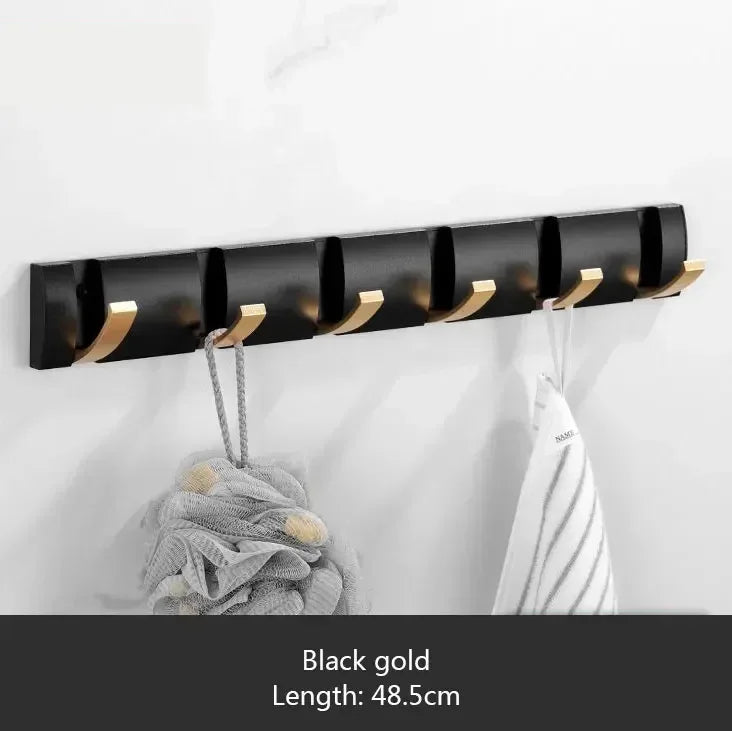 Bathroom Black Golden Hook Folding No Punch Installation Wall Mounted Rack Hooks Towel Clothes Holder Racks Hooks Bedroom