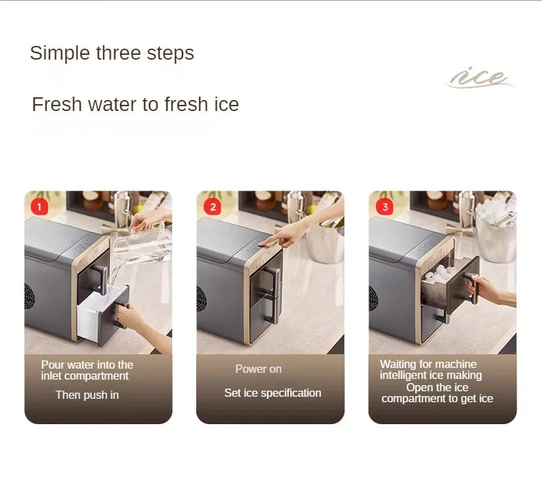 Ice Cube Machine Small Office Fully Automatic Ice Machine Home Portable 15KG Dormitory Mini 220V Maquina Para Hacer Hielo