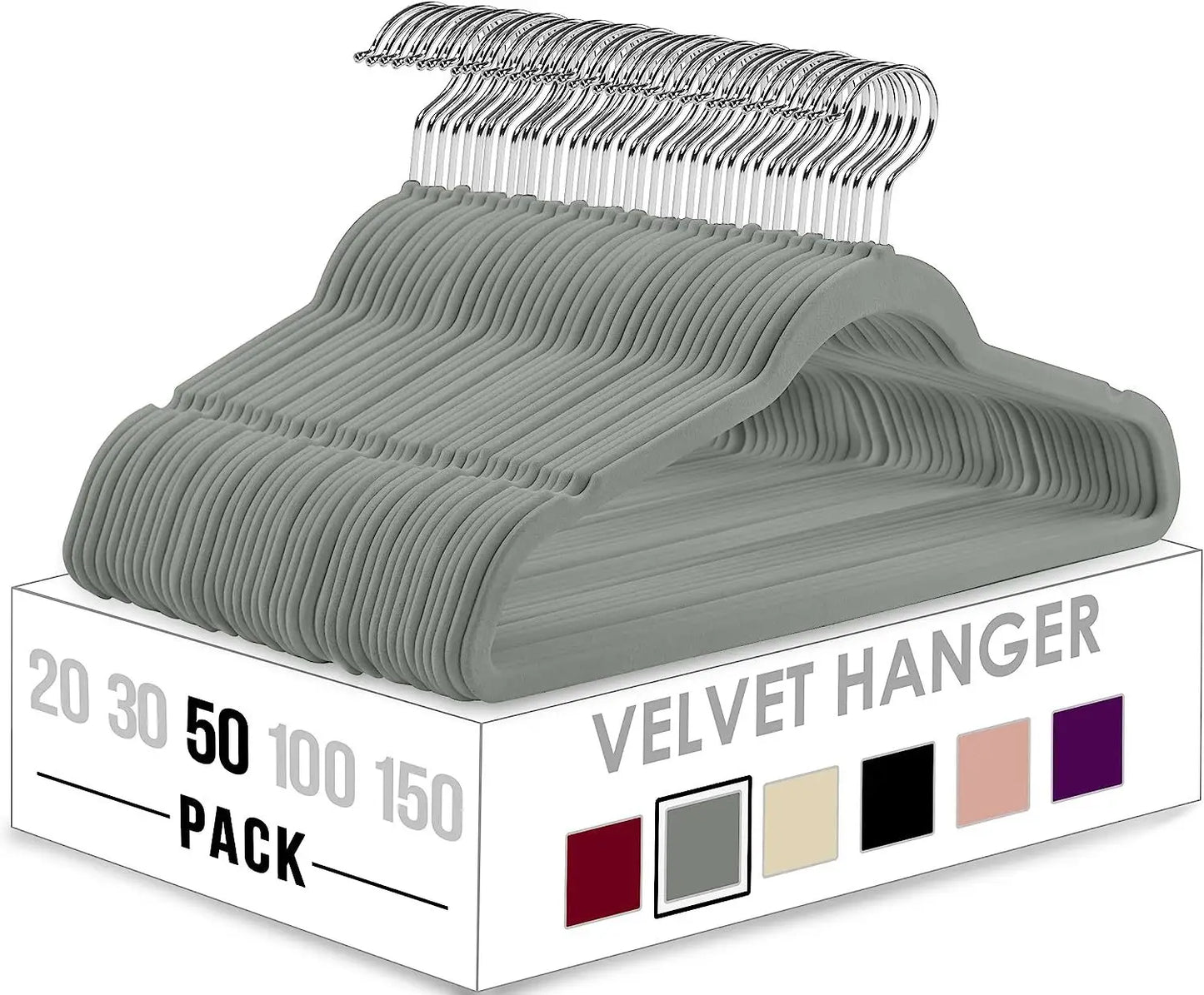 50pcs Multiple Colors Flocking Multi-function Anti-slip Plastic Hanger Black Velvet Thickened Magic Clothes Hanger Clothes Rack