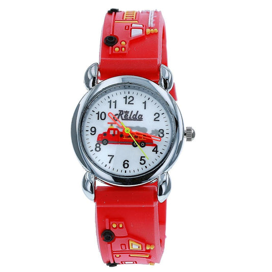 Relda Relda Children's Analogue 3D Fire Engine Red Silicone Strap Boy's Watch REL48