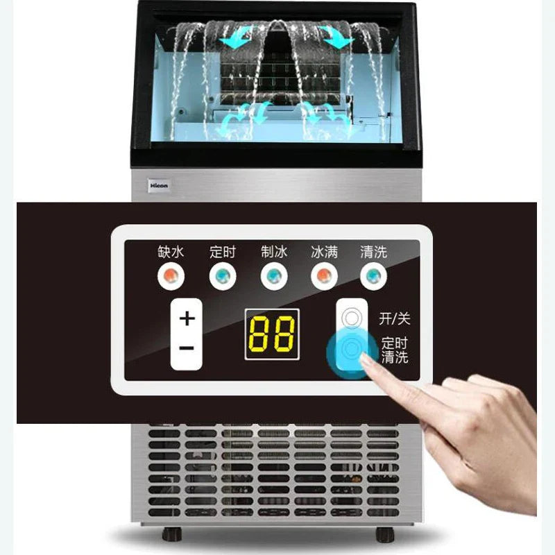 Countertop Nugget Ice Maker Self Cleaning Pellet Ice Machine Open and Pour Water Refill Stainless Steel Housing