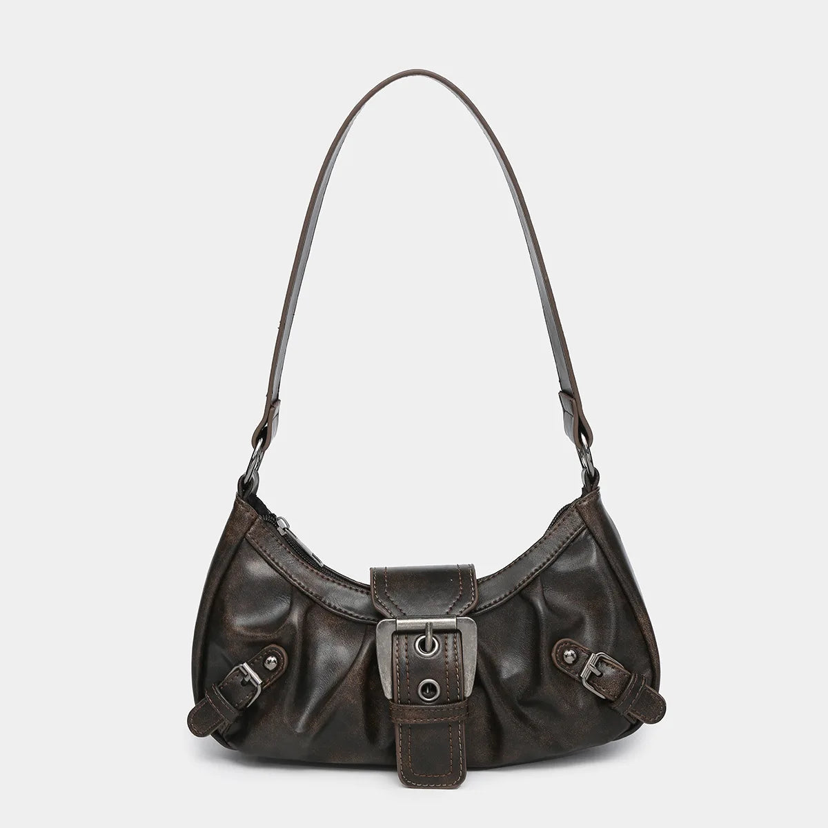 Hot Selling Maillard-Style Retro Small Bag Spicy Girl Y2K Wasteland-style Vintage Leather Shoulder Armpit Bag 2025