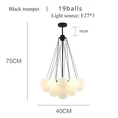 37 Glasses Bubble Chandeliers Frosted Glass Gold Black Pendant Light