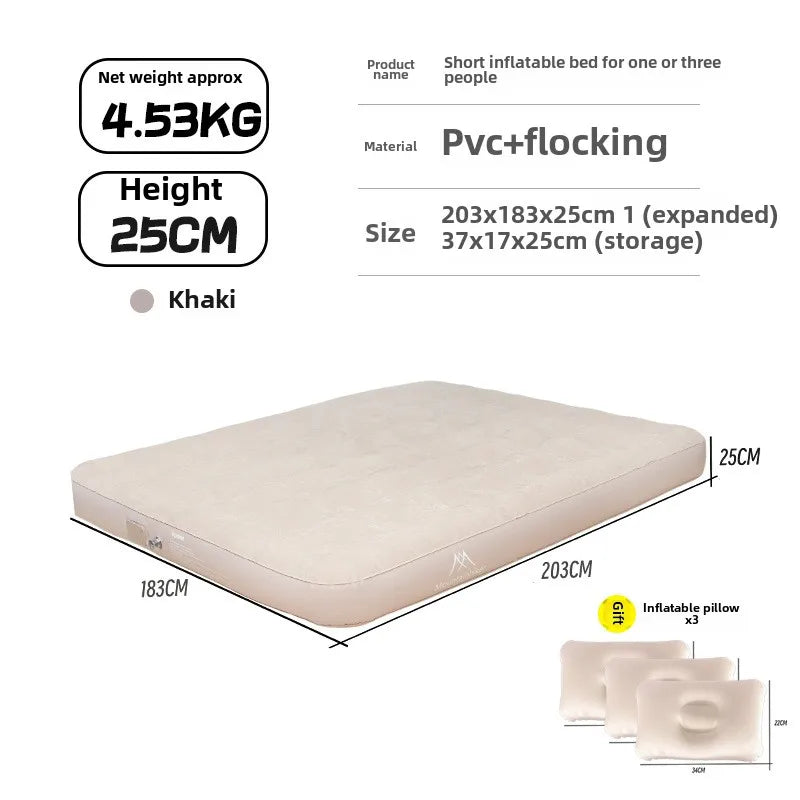 MOUNTAINHIKER 2025 Interior Air Mattress Glamping Mats PVC Inflatable Sleeping Mattress 1/3 Person Camping Bed Mat Built-in Pump