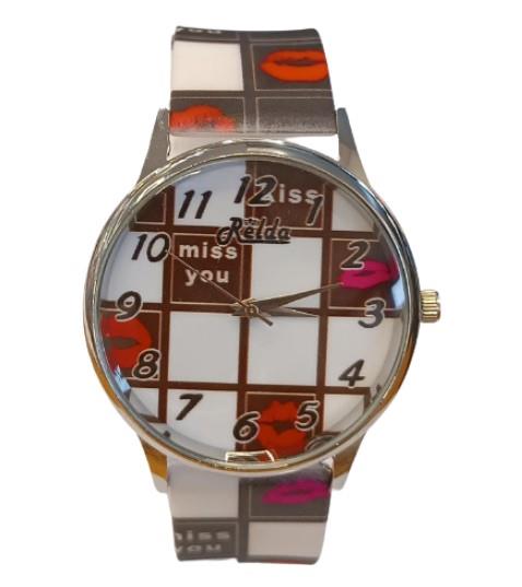 Relda Relda Ladies Analogue Black & White Silicone Strap Watch REL99