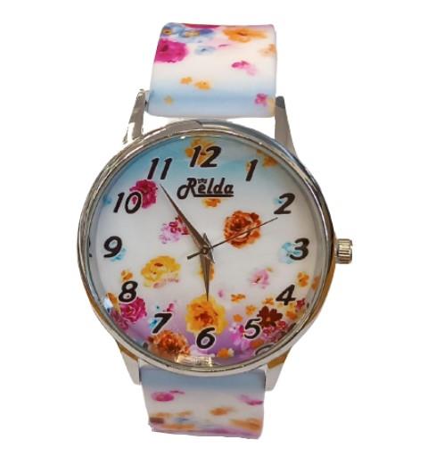 Relda Relda Ladies Analogue Flowers Silicone Strap Watch REL100