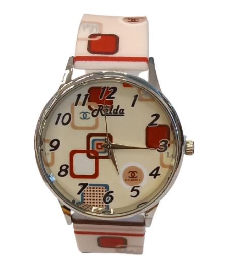 Relda Relda Ladies Analogue Red Square Pink Silicone Strap Watch REL101