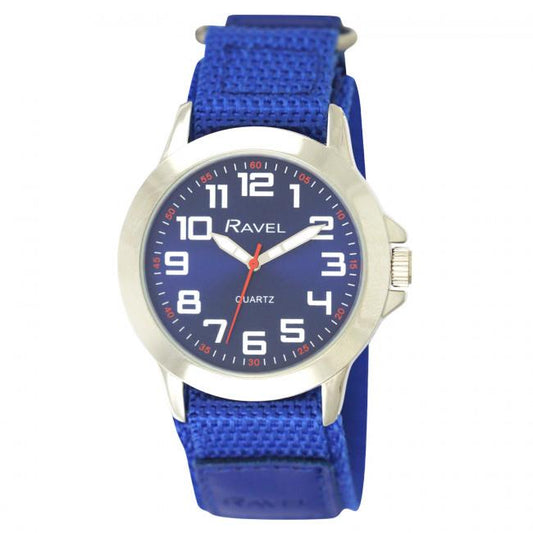 Ravel Ravel Mens Sports Case Blue Arabic Dial Blue Velcro Strap Watch R1601.65.66
