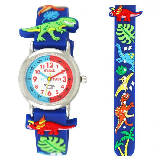 Ravel Ravel Children Girls & Boys 3D Cartoon Time Teacher Watch Blue Dinosaur R1513.95