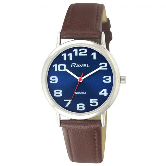 Ravel Ravel Unisex Classic Blue Dial Brown Strap Watch R0105.49.1