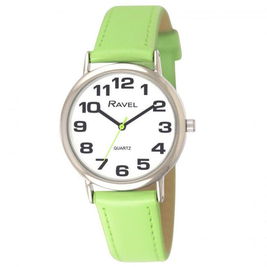 Ravel Ravel Unisex Classic Big Dial Lime Green Leather Strap Watch R0105.13.11A