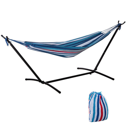 Carousel 294 x 117cm Hammock with Metal Stand Portable Carrying Bag 120kg White Stripe White Stripe