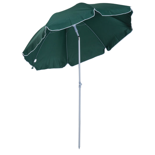 Carousel 2.2M Beach Umbrella Parasol Canopy Shade Tilt Sun Shelter Steel Dark Green Green