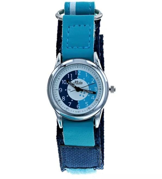 Relda Relda Children's Time Teacher Analogue Blue Velcro Strap Boy's Watch REL15