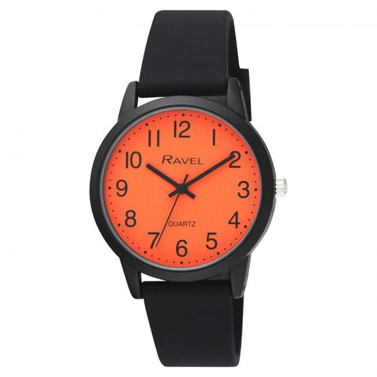 Ravel Ravel Mens Sports Orange Dial with Black Silicone Watch R1814.8