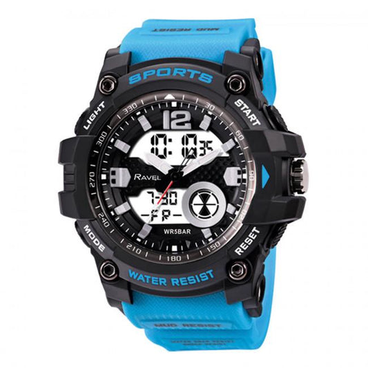 Ravel Ravel Adults Ana-Digi Dual time 5ATM Sports Blue Digital Watch RDT.2C