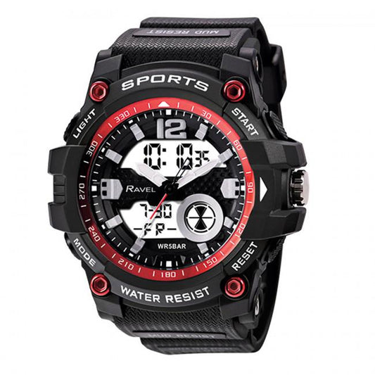 Ravel Ravel Adults Ana-Digi Dual time 5ATM Sports Red Digital Watch RDT.2D